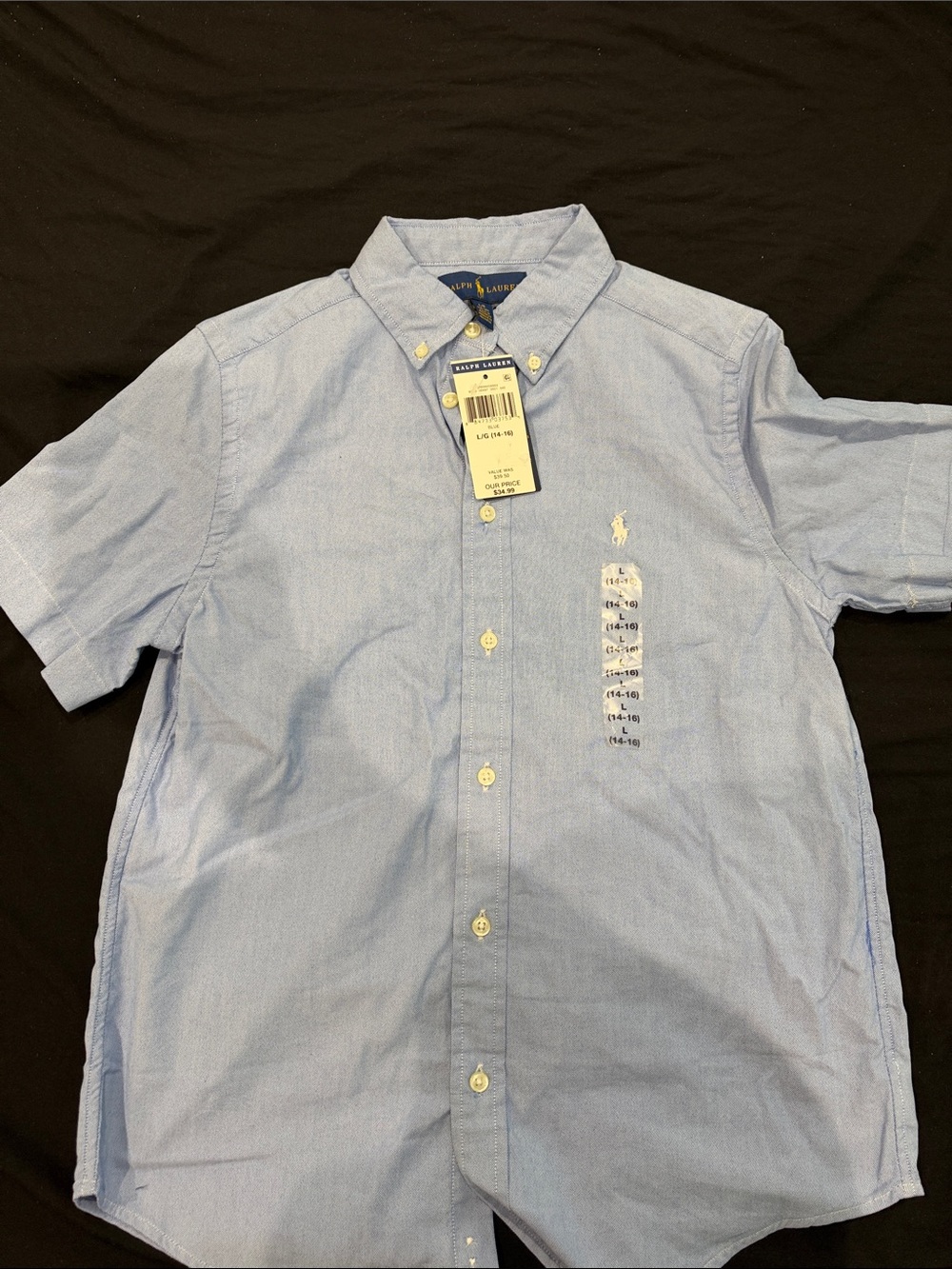 Polo by Ralph Lauren Pale Blue Short-Sleeve Button-Down Oxford Shirt